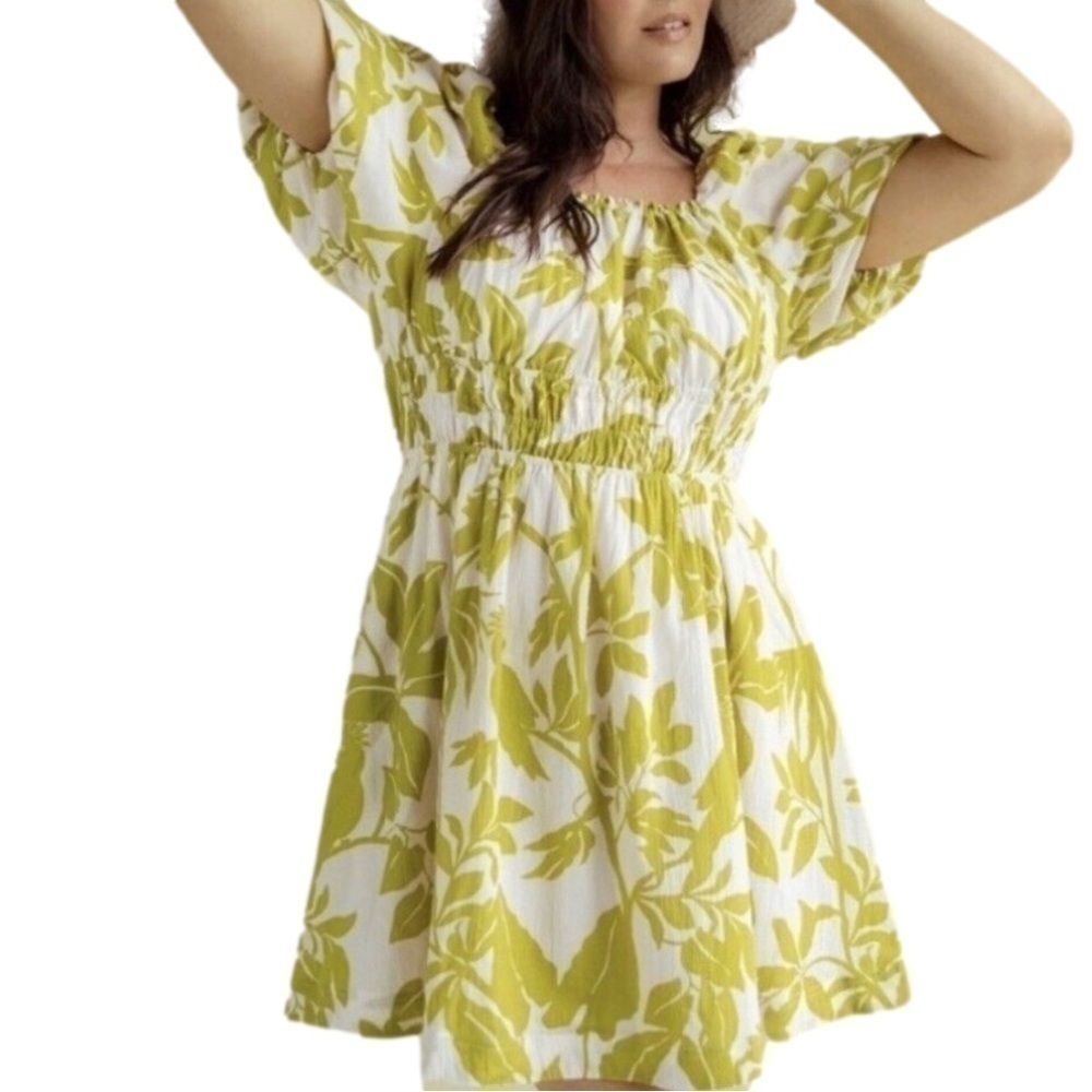 Maeve by Anthropologie Wome’s Puff Sleeves Feliciana Tropical Print Mini Dress S